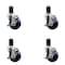 Service Caster 3.5'' Solid Poly Swivel 1-5/8'' Expanding Stem Caster Set with Brake, 4PK SCC-EX20S3514-SPUS-TLB-158-4 - alternate 1